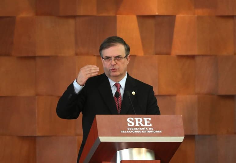 El secretario de Relaciones Exteriores, Marcelo Ebrard, encabeza una reunión con el fiscal General de Estados Unidos, William Barr, que se lleva a cabo en este momento en la Cancillería mexicana. (EFE)