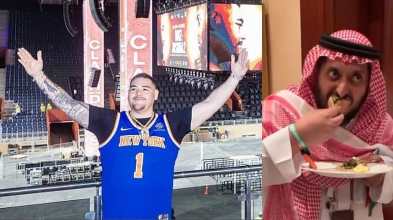 En la publicación de Ruiz se aprecia como Mohamed bin Salmán disfruta de unos tacos preparados por el chef del boxeador. (ESPECIAL)