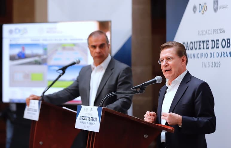 El gobernador José Aispuro Torres, presentó junto al alcalde Jorge Salum, seis obras que iniciarán antes de finalizar este año. (CORTESÍA)