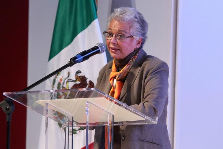 La titular de la Secretaría de Gobernación, Olga Sánchez Cordero, dijo que, como toda persona, el otrora secretario de Seguridad Pública, Genaro García Luna, detenido ayer en Texas, Estados Unidos, tiene derecho a un juicio justo y a una defensa adecuada. (ARCHIVO)