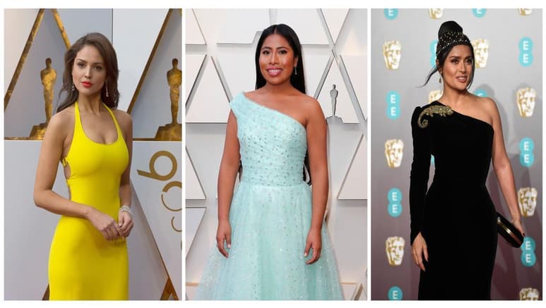 Abren camino. Eiza González (i), Yalitza Aparicio (c) y Salma Hayek (d), mexicanas que actualmente sobresalen en Hollywood.