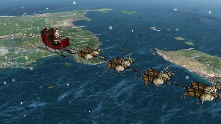 Captura de pantalla del sitio web NORAD Santa Tracker.