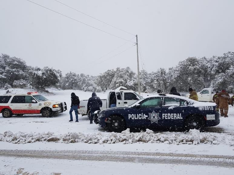 La intensa nevada se registra en la región norte y sierra alta de Sonora, provocada por el frente frío 26 y la cuarta tormenta inverna. (ESPECIAL)
