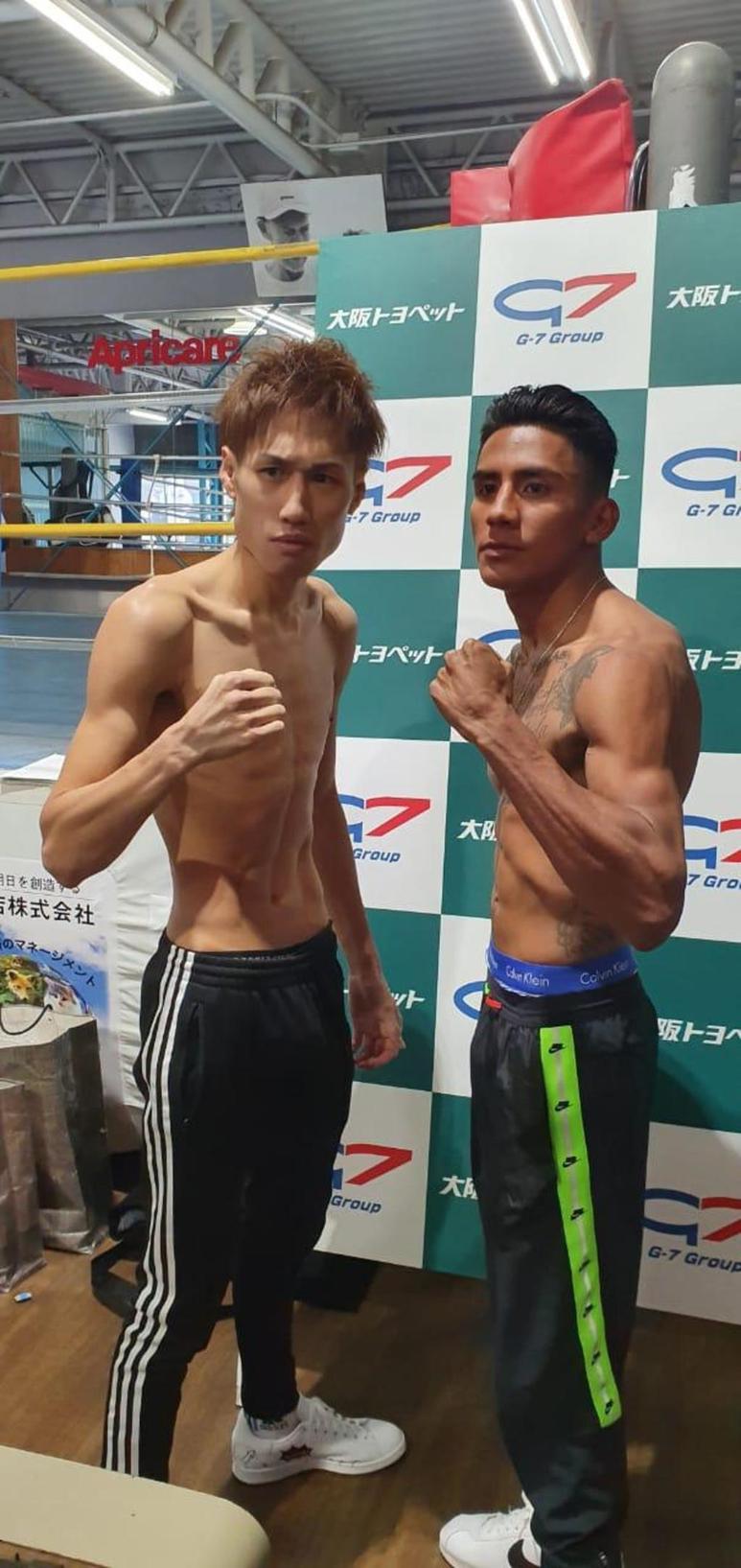 Sho Ishida y Jesús Israel González, superaron sin problema a la báscula y están listos para ofrecer hoy un tremendo espectáculo. (ESPECIAL)