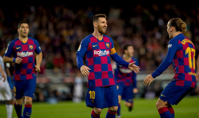 De la mano de un tridente ofensivo con Lionel Messi (10), Luis Suárez (9) y Antoine Griezman (17), los blaguranas suma 39 unidades para liderar la Liga de España. (ARCHIVO)