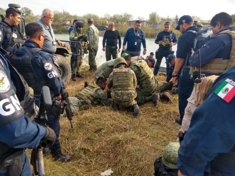 Los cuatro fueron colocados sobre la hierba en las márgenes del canal Anzaldúas. (CORTESÍA)