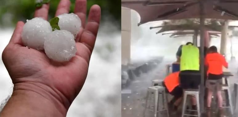 El tamaño de las bolas de hielo que dejó el granizo, es similar al de una pelota de tenis (INTERNET)