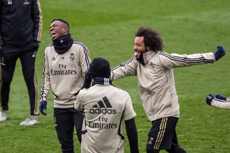 Vinícius Jr. (i) y Marcelo (d) apuntan a ser titulares en este duelo. (EFE)