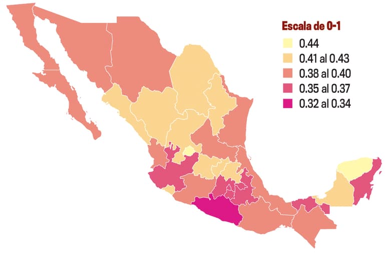Solo dos estados, Yucatán y Aguascalientes, presentan un mejor nivel de evaluación del Estado de derecho que Durango. (CORTESÍA)