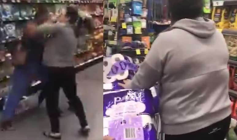 Personal del supermercado intervino para detener el altercado ocasionado por las mujeres (CAPTURA)