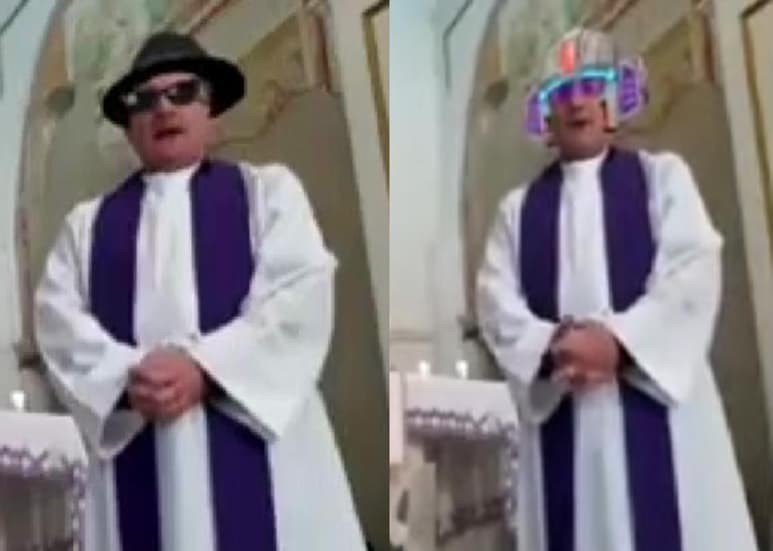 Transmitió misa en vivo, pero olvidó desactivar los filtros de Facebook. (INTERNET)