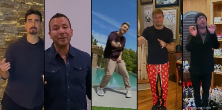 En casa. Además de la legendaria 'boy band' de los noventas, en la transmisión aparecieron miembros de su familia. (ESPECIAL)