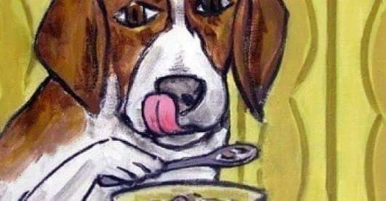 La 'creepypasta' se ha vuelto viral en redes sociales gracias a las ilustraciones del perro comiendo cereal con una cuchara (INTERNET)