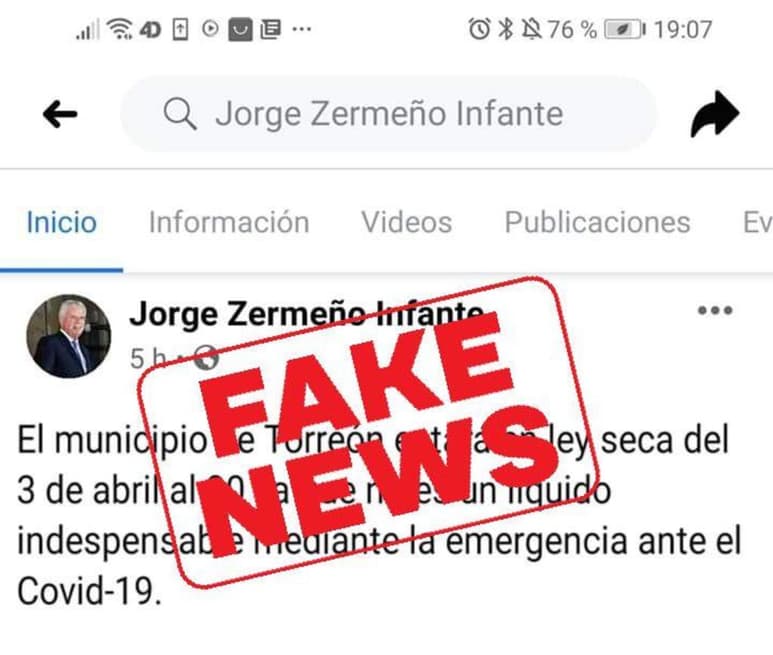 Se siguen difundiendo noticias falsas respecto al accionar de las autoridades municipales ante el COVID-19; piden a usuarios de redes sociales confirmar antes de compartir.
