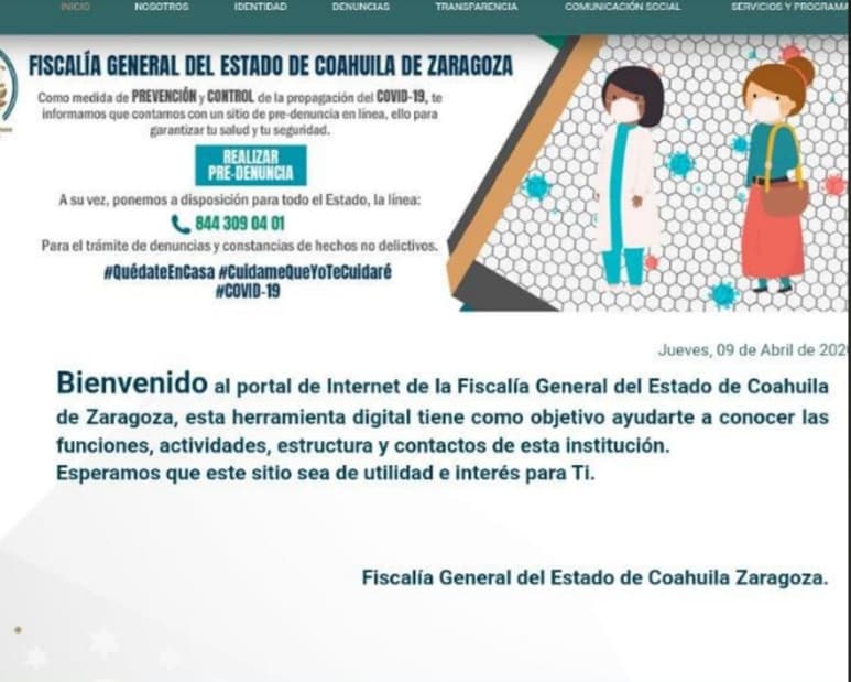 Las instalaciones de la Fiscalía se encuentran abiertas en horario de oficina, puesto que las unidades primordiales para recepción de denuncias relacionadas con robos, homicidios, secuestros y abusos sexuales o violaciones, no pueden dejar de funcionar ante la contingencia, al igual que el Servicio Médico Forense.