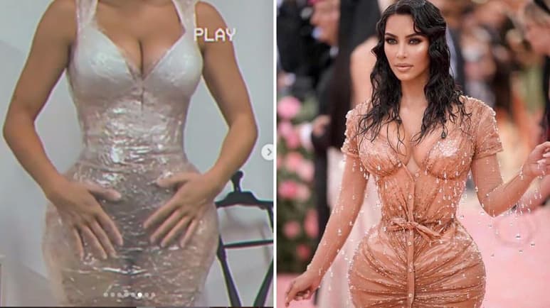 Recrean el icónico vestido de efecto mojado (“wet look”) que Mugler diseñó a Kardashian para la Met Gala del año pasado. (ESPECIAL)