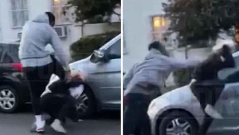 El exbasquetbolista le da hasta tres patadas a un hombre que está en el suelo y posteriormente le da un puñetazo en la cara cuando éste se pone de pie. (ESPECIAL)