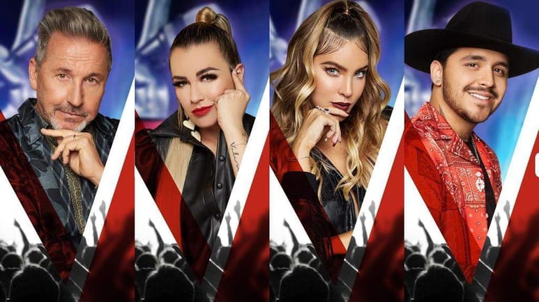 Con Belinda, María José, Ricardo Montaner y Christian Nodal como jueces, finalmente dará inició la nueva temporada de la competencia de canto la Voz Azteca, luego de posponerse su estreno a causa de la pandemia de COVID-19. (ESPECIAL)