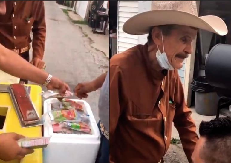 La nieta del hombre mayor pidió ayuda mediante la publicación para identificar a la familia que lo ayudó. (CAPTURA)
