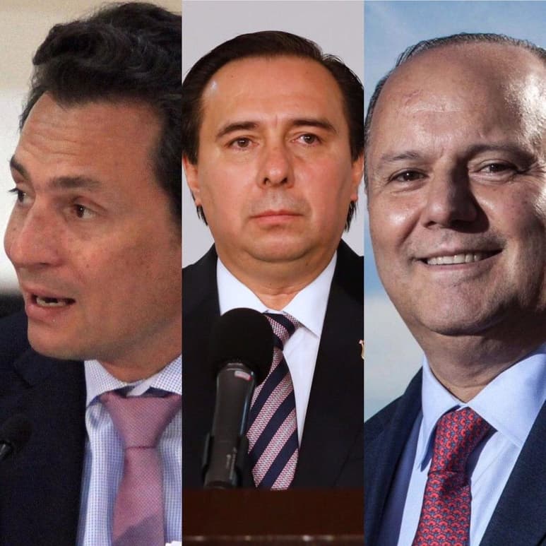 Se trata del exdirector de Pemex ,Emilio Lozoya Austin; el exgobernador de Chihuahua, César Duarte, y el exdirector de la Agencia de Investigación Criminal de la entonces PGR, Tomás Zerón de Lucio, acusados de 'lavado' de dinero, peculado y tortura, respectivamente; delitos cometidos durante el sexenio pasado.
(ARCHIVO)