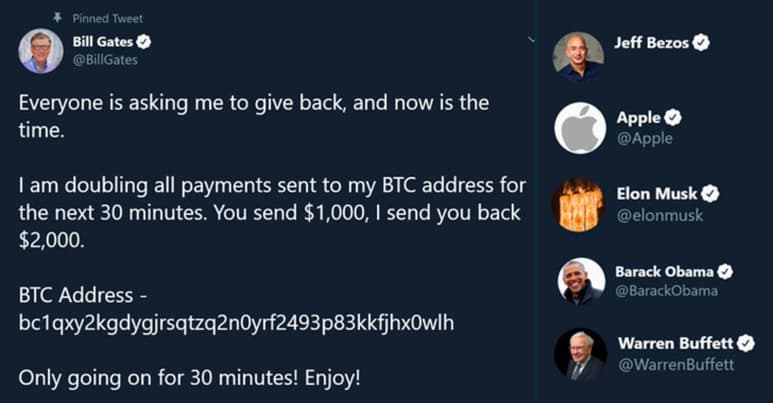 Solo en caso de que no te hayas enterado, esta semana cuentas de Twitter de varias empresas y personajes, entre ellos del mundo de la tecnología, se vieron comprometidas con el fin de promover una estafa de bitcoin. (ESPECIAL) 