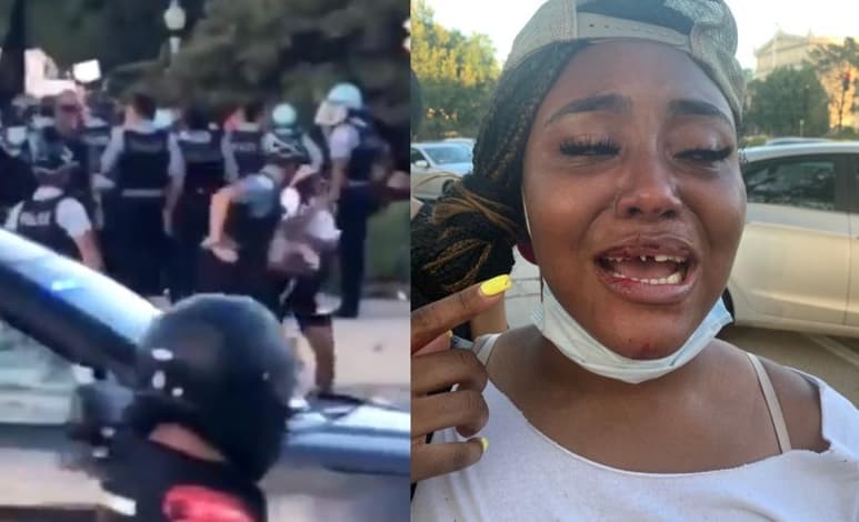 La mujer de 18 años se encontraba en una manifestación que pretendía derribar una estatua de Cristóbal Colón (CAPTURA)