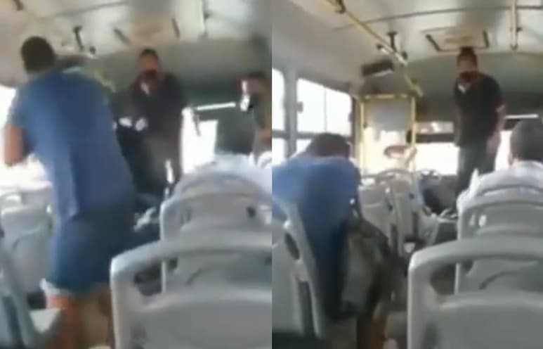 De acuerdo a declaraciones del chofer, alguien le ofreció un cubrebocas al sujeto pero éste alegó que no se lo iba a poner (CAPTURA)