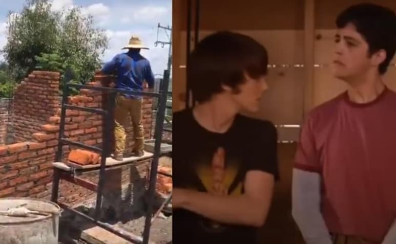 La escena protagonizada por los albañiles, ha recordado al público lo ocurrido en un capítulo de la serie de televisión Drake y Josh (CAPTURA)