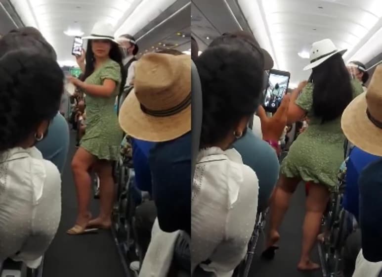 Pasajeros exigían que la mujer abandonara el avión, ya que retrasaba el vuelo (CAPTURA)