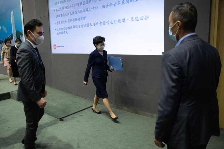 Las sanciones de Estados Unidos a Carrie Lam se deben a sus movimientos navales sobre Taiwán.