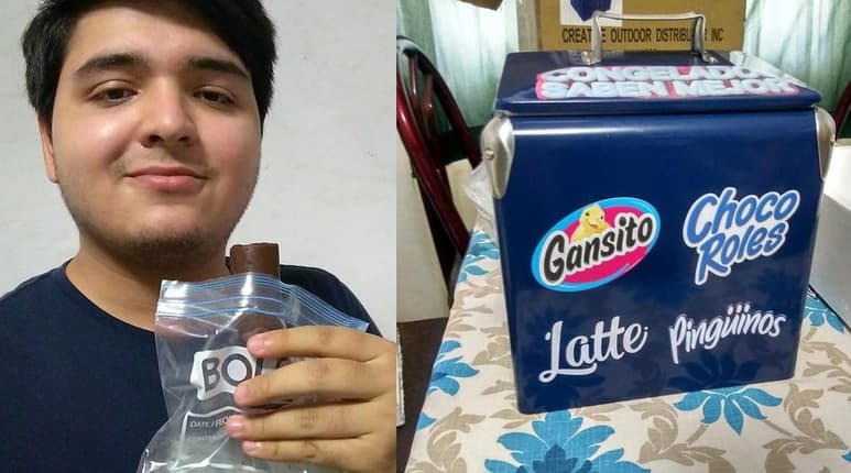 Tras recibir el chocorrol faltante por parte de un joven de Monterrey, el protagonista de la historia recibió una compensación por parte de la empresa de pasteles (CAPTURA)