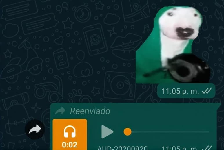 El primer sticker con sonido que llegó a WhatsApp fue el de un perrito Bull Terrier inglés tocando un sartén. (Internet) 
