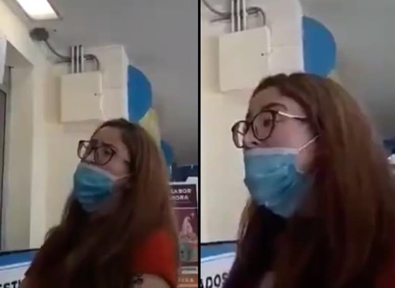 La mujer se molesta e insulta a los guardias de seguridad. (INTERNET)