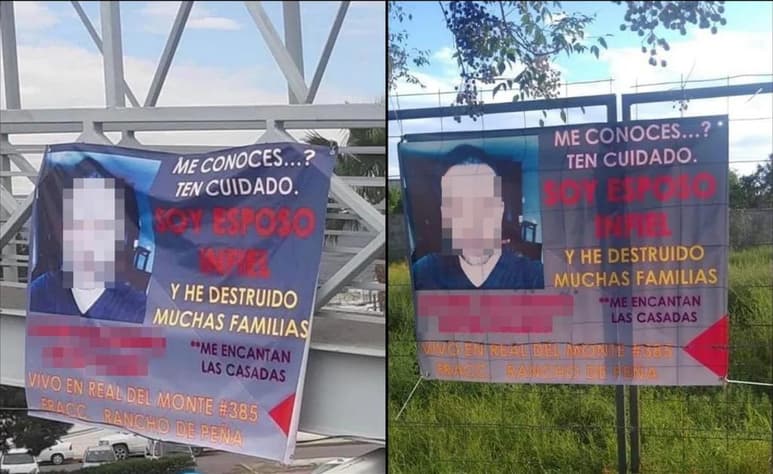 Cuando algunos automovilistas vieron la enorme lona colgada debajo de un puente vehicular creyeron que era una 'narcomanta', con un amago del crimen organizado y se asustaron. (ESPECIAL)