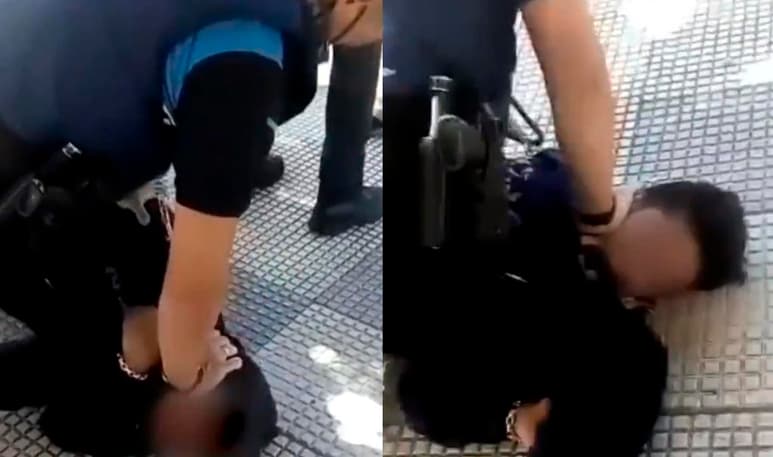 Uno de los oficiales ejerció presión en el cuello del muchacho al someterlo en el suelo para colocarle las esposas (CAPTURA) 