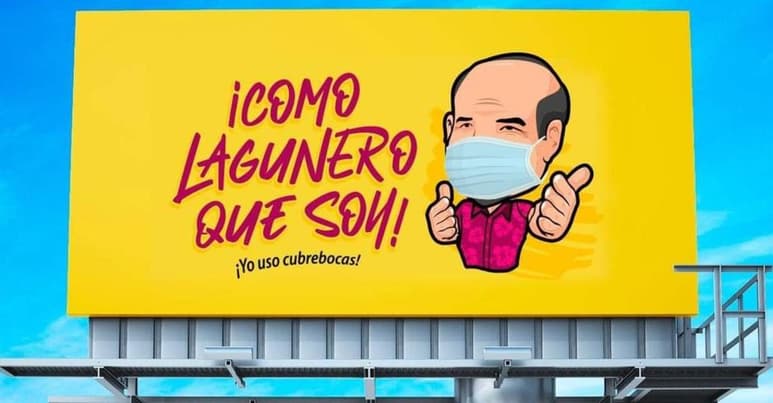 La campaña lleva la imagen de Arturo Ortiz, la voz más conocida del famoso grupo musical lagunero de Tropicalísimo Apache que además realizó una modificación a una de las canciones más populares del grupo, El Camionero. (ESPECIAL)