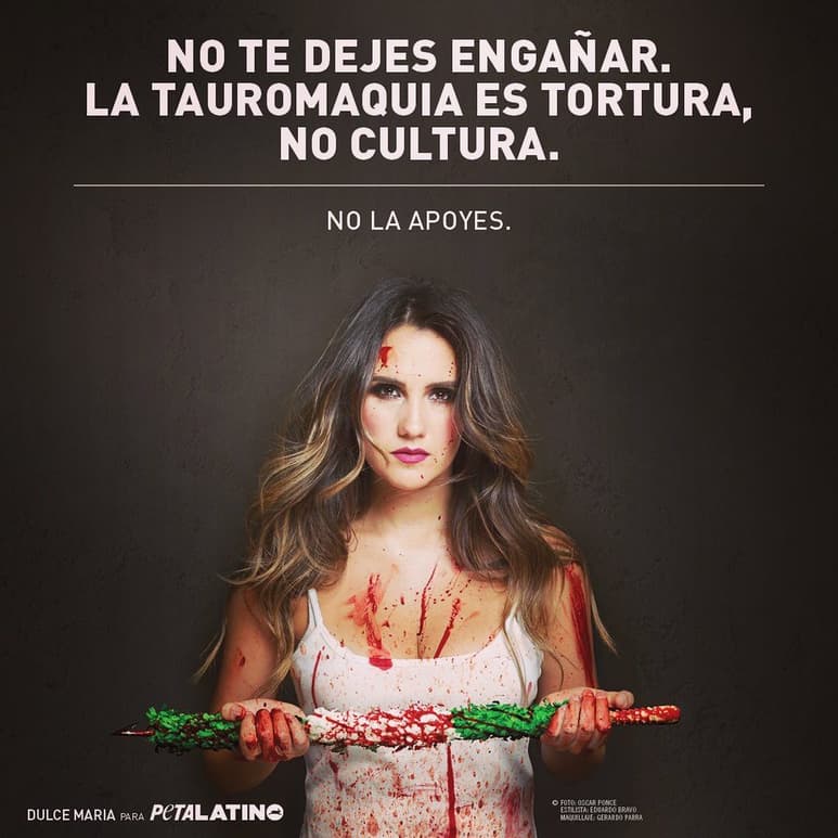 Campaña. La cantante y actriz no quiere que se realicen corridas de toros.