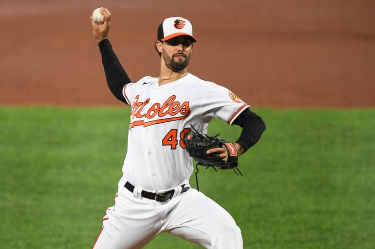Jorge López permitió una carrera en siete entradas, en la paliza de los Orioles 14-1 sobre los Bravos de Atlanta. (AP)