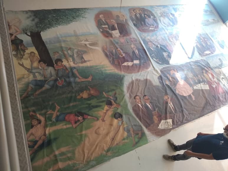 Rescate. La obra fue resguardada en sonotubo durante más de 10 años en el Museo del Algodón.