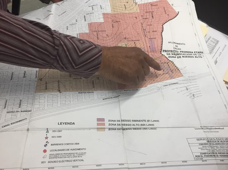 El mapa se solicitó en la Administración de Carlos Aguilera y se localizaron las colonias en riesgo por hundimientos de Ciudad Lerdo.