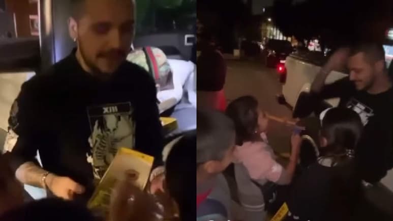 Una cena romántica en un restaurante se transformó en un momento en el que Christian Nodal y Belinda mostraron su sencillez al convivir con unos niños que vendían dulces en la calle. (ESPECIAL) 