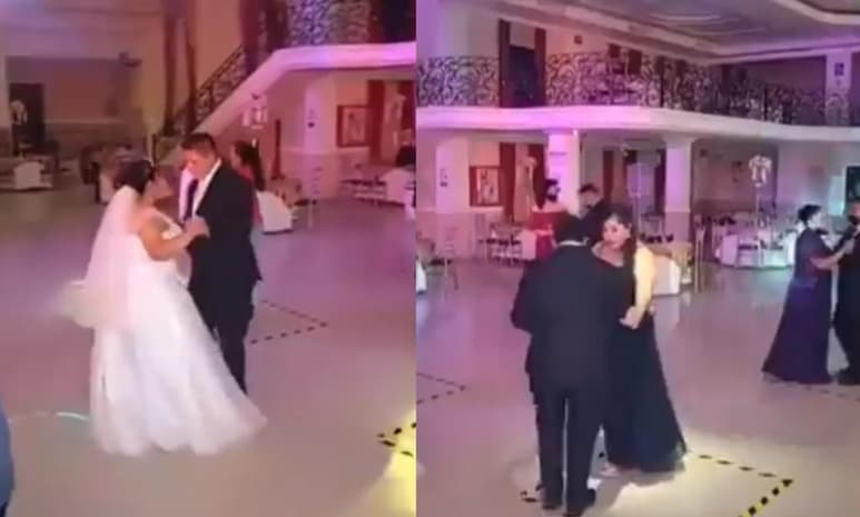 Los asistentes y los novios bailaron manteniendo la sana distancia (CAPTURA)