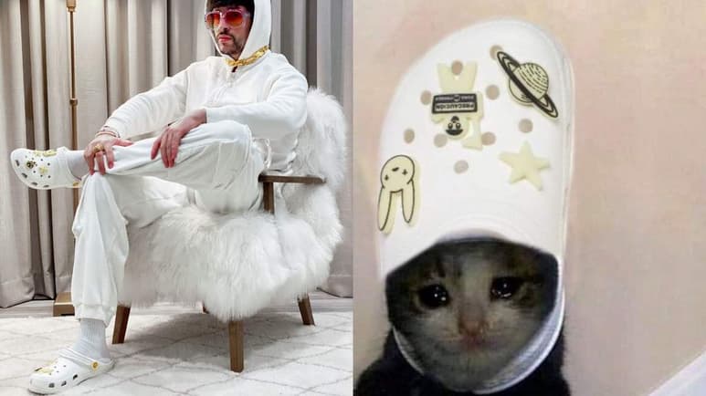 Luego del esperado lanzamiento de los crocs diseñados por el reguetonero puertorriqueño Bad Bunny en colaboración con la marca de zapatos, el calzado se agotó en cuestión de minutos. (ESPECIAL) 
