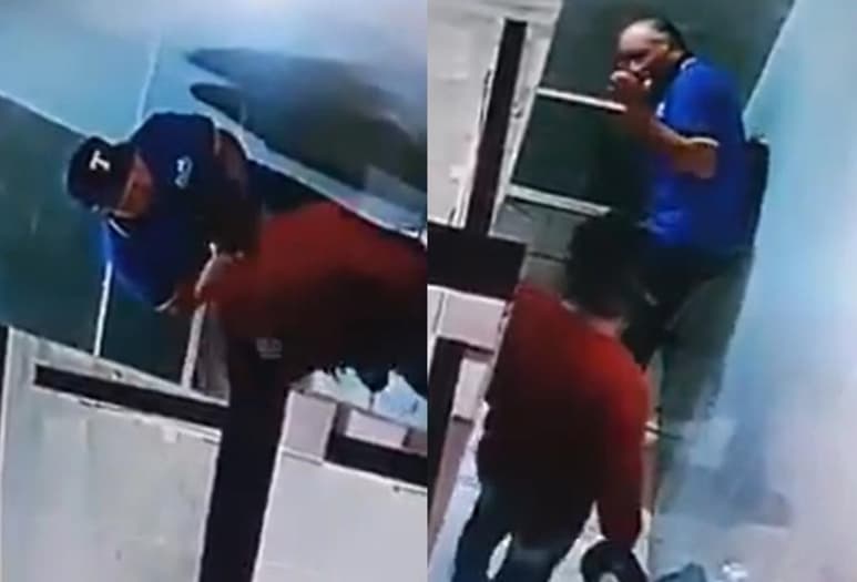 Cámaras de seguridad captaron como el sospechoso golpeó al adulto mayor en repetidas ocasiones (CAPTURA)