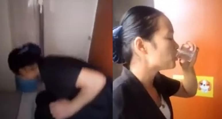 La mujer se ha vuelto blanco de críticas tras difundirse el video donde se le ve tomar agua del retrete (CAPTURA)