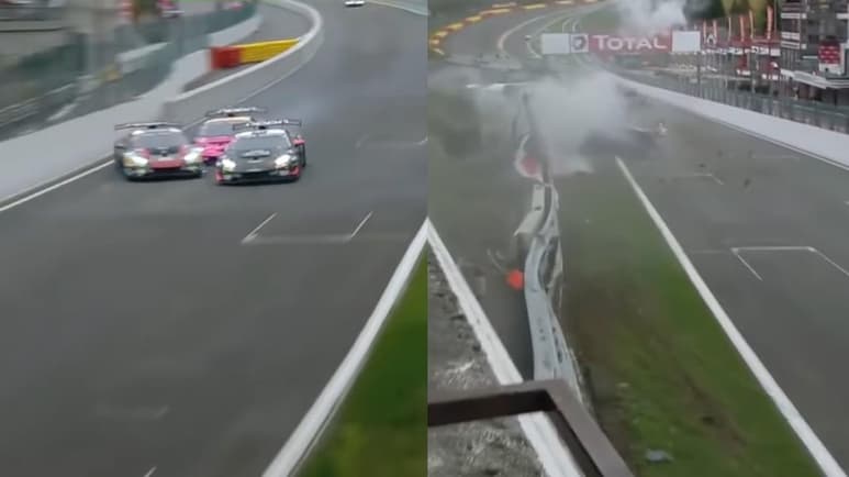 Raúl Guzmán sufrió un fuerte accidente en la segunda carrera de Lamborghini Super Trofeo, que se realizó en el circuito belga de Spa-Francorchamps. (ESPECIAL)