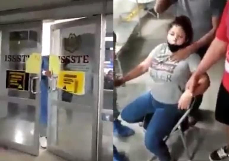 El video se difundió este fin de semana en redes sociales generando diversos comentarios respecto al actuar del personal de la clínica, así como al de las personas que exigían la atención médica con insultos (CAPTURA)