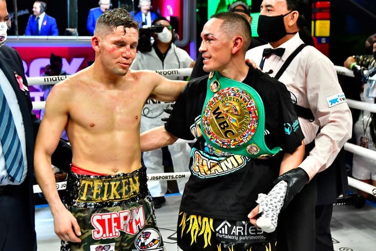 Los guerreros mexicanos Juan Francisco “Gallo” Estrada y Carlos “Príncipe” Cuadras cruzaron elogios, y reconocieron la calidad del otro, al ser los invitados especiales de la conferencia virtual del Consejo Mundial de Boxeo. (ARCHIVO)