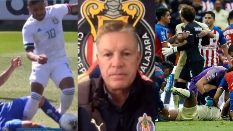 Recuerdan jugada sobre Giovani dos Santos en Clásico Nacional 2019 tras mensaje de Ricardo Peláez sobre Ignacio Rivero luego de que en una jugada con Alexis Vega, el delantero de Chivas terminara lesionado y seis semanas fuera de las canchas. (ESPECIAL)