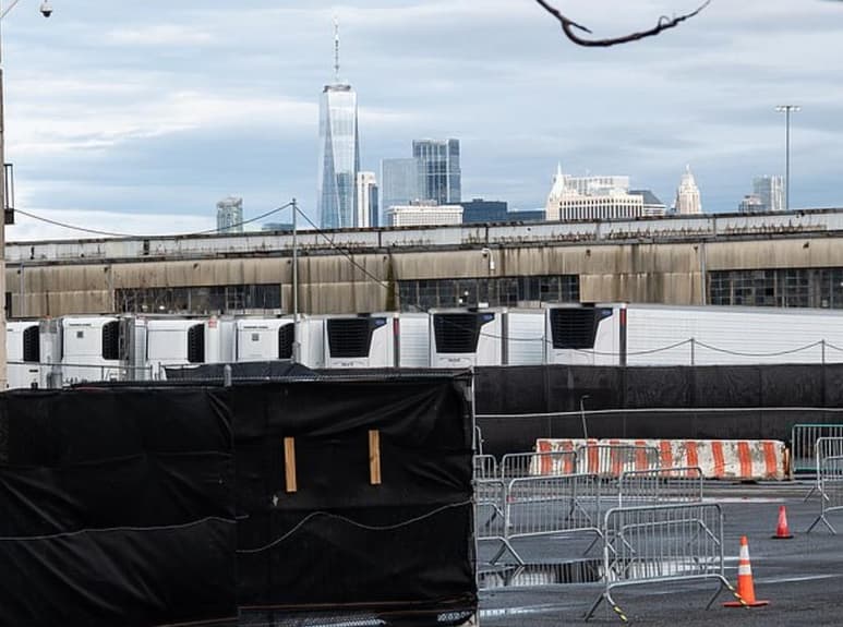 A ocho meses del pico más alto de casos de COVID-19 en Nueva York en redes sociales se han difundido las impactantes imágenes de los congeladores gigantes que tienen en el puerto de Brooklyn con más de 650 víctimas de la enfermedad. (Especial)